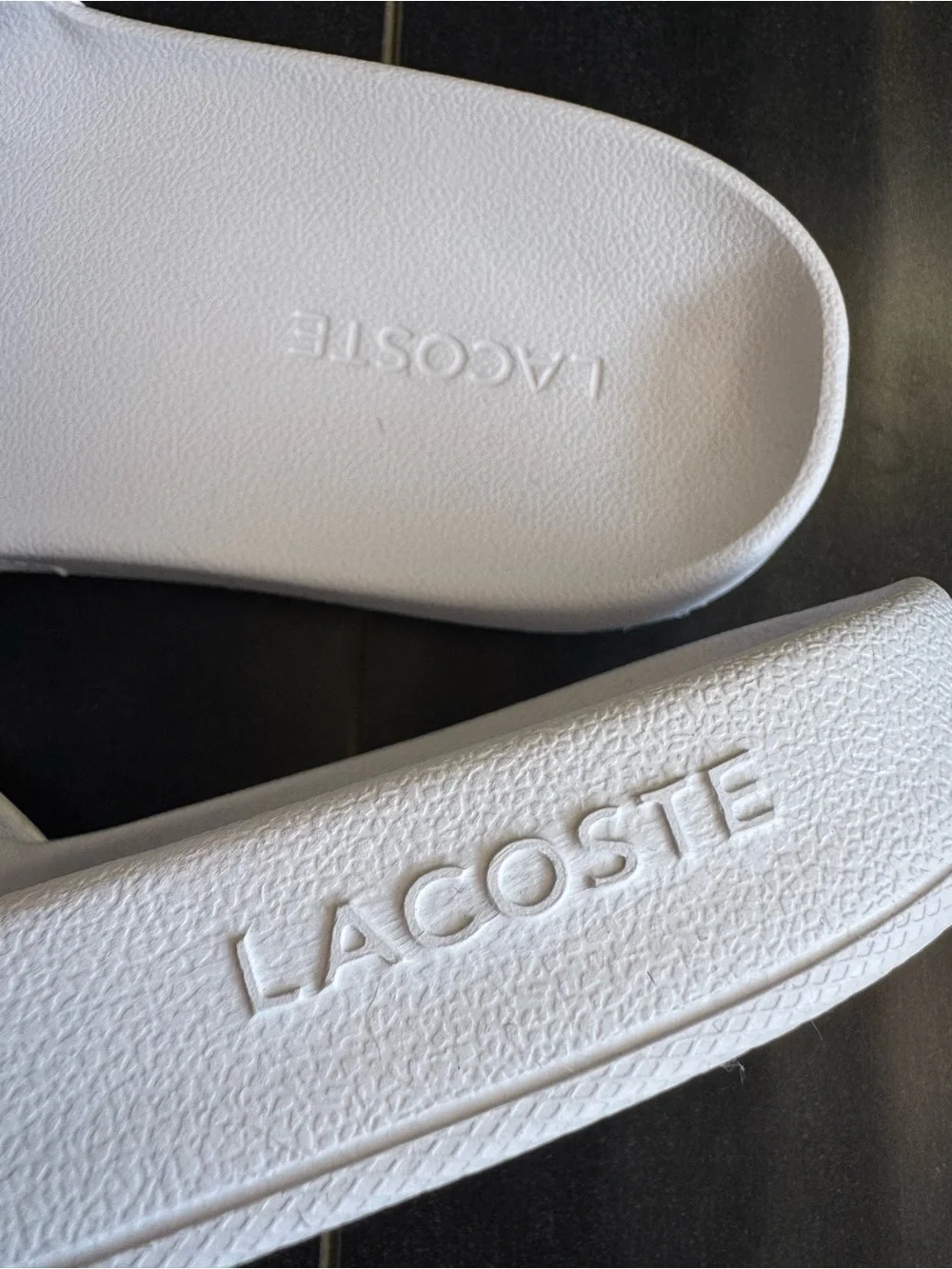 Lacoste White Men Slide Sandals with Green Croc Logo New size 11